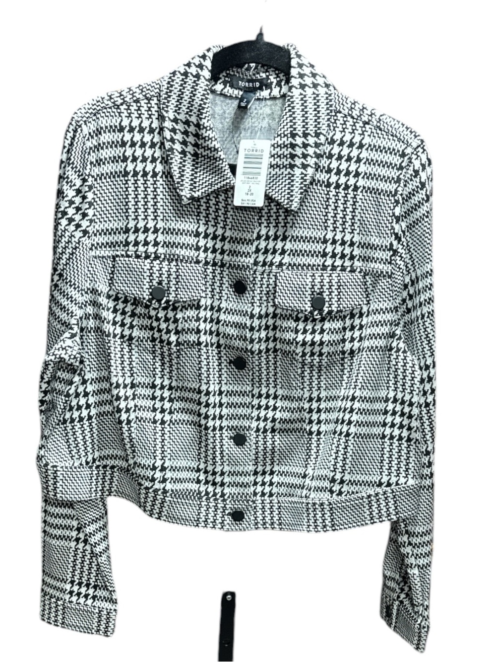 Torrid Size 2 stretchy black & white houndstooth cropped jacket NWT